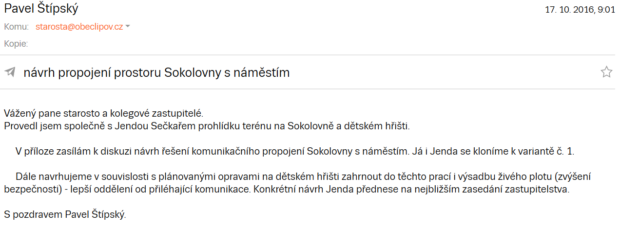 propojení sokolovna náměstí